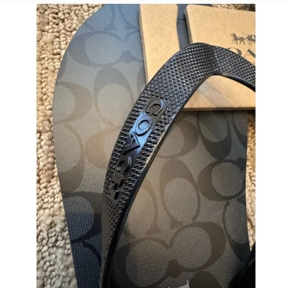 Coach Black Logo Flip Flop Sandals - Picture 5 of 8
